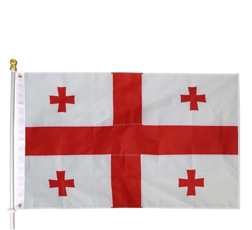 MIDLE Double Sides Georgia Flag 3x5 Ft Outdoor Large - Embroidered Five Cross Flags |Quadruple Stitched Fly Ends| House Yard Decoration Georgian Banner by MIDLE - Image 7