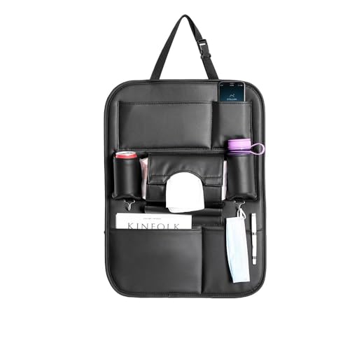 SANMITTI 2 Pack PU Leather Premium Car SeatBack Organizer Travel Accessories Kick mats Back seat Protector and Cup Holder Holder Universal Use Seat Covers