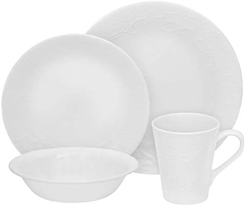 Corelle Embossed Bella Faenza 16-Pc Dinnerware Set, White