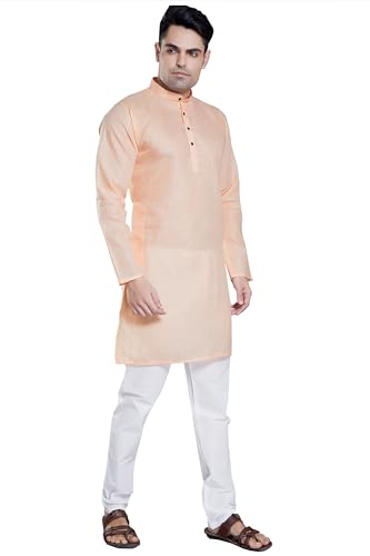 Image of DIVISIVE Men's Plain Cotton Blend Linen Slim Fit Kurta Pyjama Set
