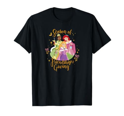 T-shirt Disney Princesses amitié et générosité Tiana Ariel Raiponce rose