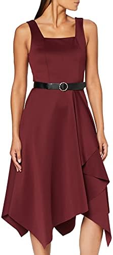 Scuba Belted Midi Drape Dress 