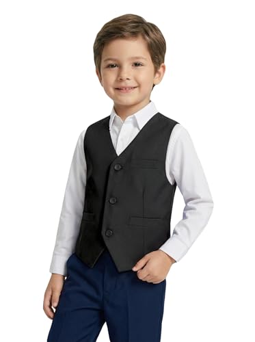 Image of Boys Formal Suit Vest Kids 3 Button Adjustable Back Strap Toddler Vests