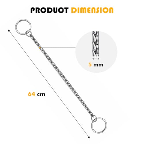 Image of Heavy Duty Choke Swivel Metal Dog Chain - Durable Training Collar with Strong Links & 360 Swivel for Medium & Large Dogs (Snake Chain 5 MM - Silver)