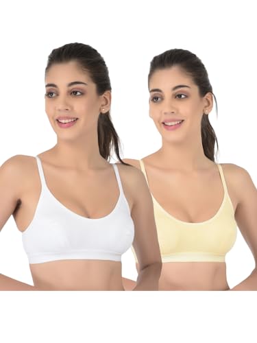 Image of Softline Women's 100% Cotton Wire-Free Non-Padded Bra Combo | Breathable & Soft Fabric | Full Coverage & Everyday Comfort (Pack of 2)