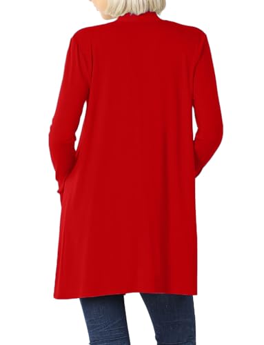Image of Women's Open Front Cardigan Long Sleeve with Pockets Casual Outwear