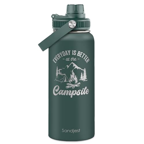 Image of Camping Insulated Stainless Steel Water Bottle 32oz, Everyday is Better with the Campsite, Vacuum Chug Lid Travel Tumbler for Men Friends Dad Brothers Camping Lovers, Gift for Birthday Christmas