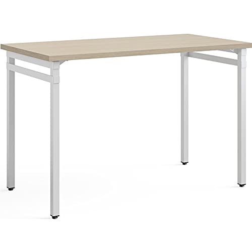 Safco Modern Home Office Desk Beige Wood Laminate White Powder Coat Steel Frame #TOP6