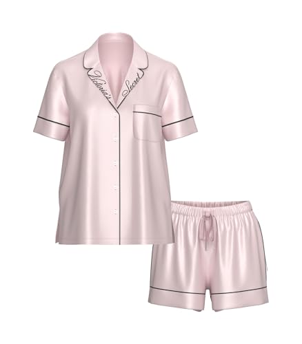 Victoria's Secret Satin Pajama Set, Short Sleeve Button Down Shirt & Shorts, Sleepwear for Women (XS-XXL)
