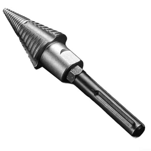 High Carbon Steel Firewood Drill Bit Wood Splitter With Round Square SDS Shank For Electric Power Tools Heavy Duty Screw-Cone Driver Removable 165Mm Grey(Max shank)