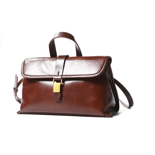 Sac de poste vintage crossbody femme grand format en simili cuir marron retro maroquinerie chic