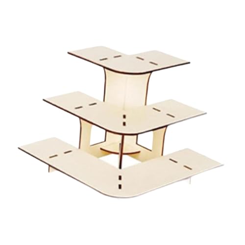 KiBcsLic Présentoir d'angle à 3 Niveaux avec étagères pour Salons et Marchés Artisanaux, Couleur Bois d'arc