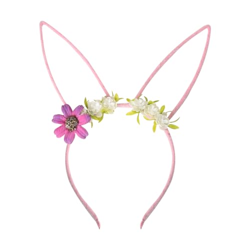 Guqqeuc バニー 耳 ヘッドバンド 春 イースター ヘッドバンド レディース ガールズ フラワー クラウン ヘアバンド ウサギ 耳 ヘア フープ イースター パーティー ヘアアクセサリー 女の子用