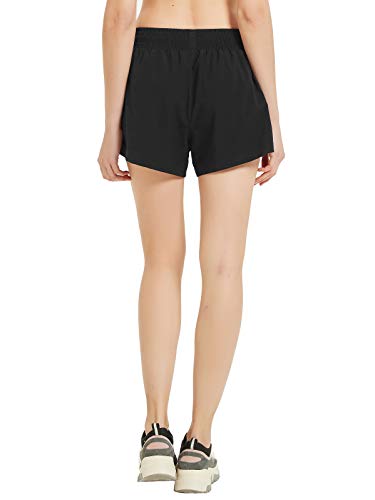 CQC Women\'s Workout Shorts Athletic Sports Active Running Shorts with Mesh Liner Black M