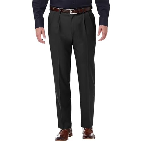 Men's Pleated Dress Pants No Iron Regular Fit – Expandable Waist