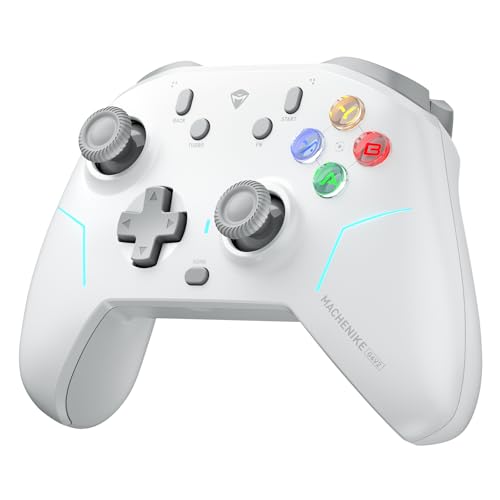 Machenike Makenike G6V2 Mando, 2 motores de bobina móvil HD, joystick TMR con par ajustable, 2 gatillos TMR, botones ABXY fácilmente intercambiables, 4 botones programables, 1000 Hz, 1200 mAh, Blanco