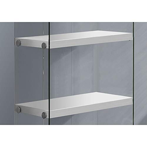 Monarch Specialties I Bookcase-5-Shelf Etagere Bookcase Contemporary Look With Tempered Glass Frame Bookshelf, 60"H, (White) #TOP3