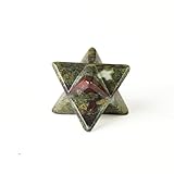 GoldHarvet's 1 inch Crystal Merkaba Star,Real Dragon Bloodstone 3D Merkaba Stone Protection Sacred Meditation Energy Generator Healing Chakra,8-Pointed Star.