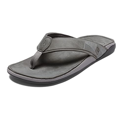 Image of OluKai Tuahine Men's Waterproof Leather Sandals, Versatile Beach Flip Flops, Arch Support & Comfort Fit, Lightweight & Durable, Enhanced Grip & Traction