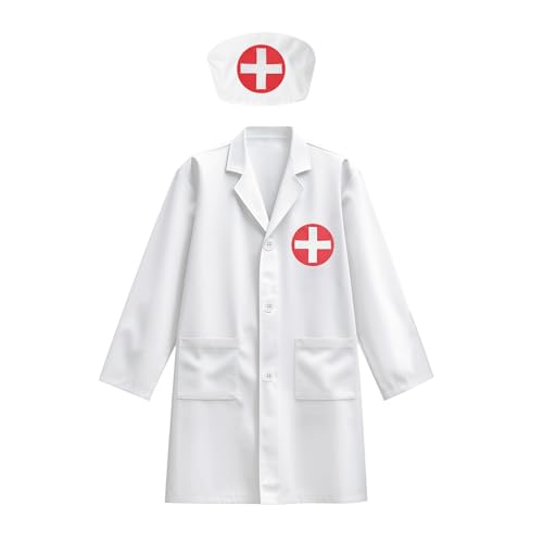 Disfraz De Médico Infantil, Disfraz De Médico Para Niños Y Niñas Juego De Roles, Uniforme De Cosplay Detallado Lavable A Máquina Para Edades 3-8 Años Para Cumpleaños Día De La Profesión Y Halloween