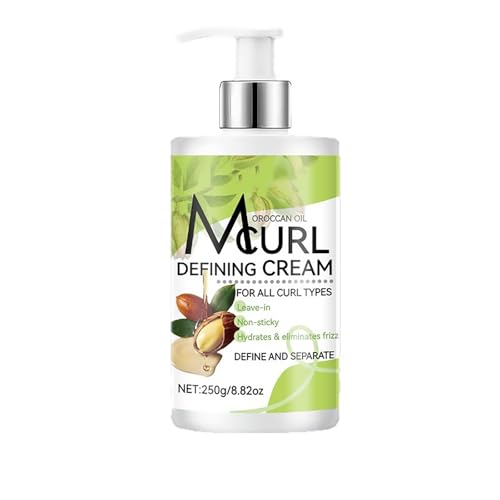 Curl Defining Cream，No-Rinse Long-Lasting Curl Cream for Curly Hair Prevents Frizz, Moisturizing, Smoothing for Curly & Wavy Hair，Suitable for All Curl Types，250g/8.82Fl Oz