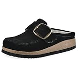 White Mountain Women's Bueno Mule, Black Suede with Faux Fur, 7 M