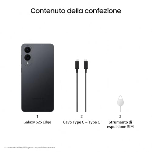 Galaxy S25 Edge, Smartphone AI, 3 anni di Garanzia del produttore, Display 6.7'' QHD+ Dynamic AMOLED 2X, Fotocamera 200MP, RAM 12GB, 512GB, 3.900 mAh, Titanium Jetblack [Versione italiana] - Smartphone - Immagine 5
