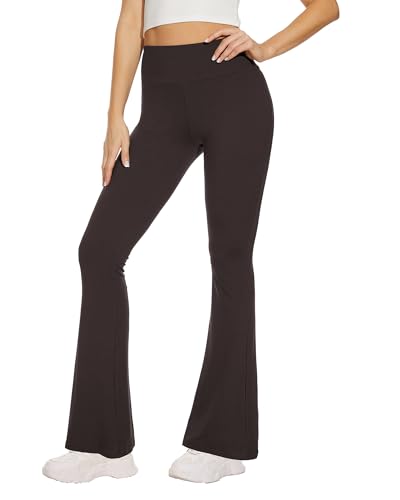 Sundwudu Black Flare Yoga Pants for Women - Soft High Waist Bootcut Leggings Tall & Long Bootleg Pants for Women