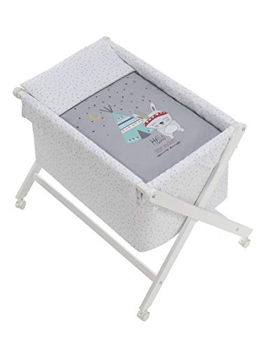 mibebestore Vestidura Minicuna Tijeras Blanco/Gris Volamos (No Incluye Estructura)