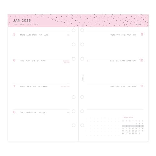 Recharge d'agenda 2026 Filofax personnel compact semainier Confettis C68491-26
