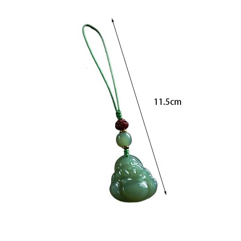 Breloczek do Samochodu Hetian Jade Maitreya Keychain Cinnabar Peace, Car Key Pendant Gift Decoration