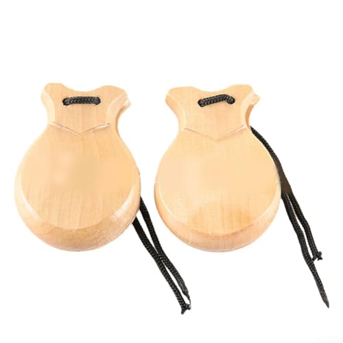 Jonikuper Castañuelas de madera para adultos, instrumento de percusión de mano española 1 par, para principiantes, actuaciones escénicas, clase de música o reunión familiar (madera)