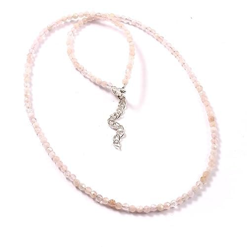 Handmade Faceted Morganite Beaded Necklace for Women – 18-Inch Adjustable Gemstone Choker, Minimalist Jewelry, Elegant Fashion Accessory, Perfect Gift