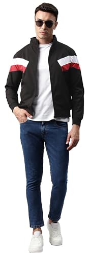 Image of ADBUCKS Men's Color Blocks Windcheater Standard Length Winter Jacket With Fur Inside For Outdoor