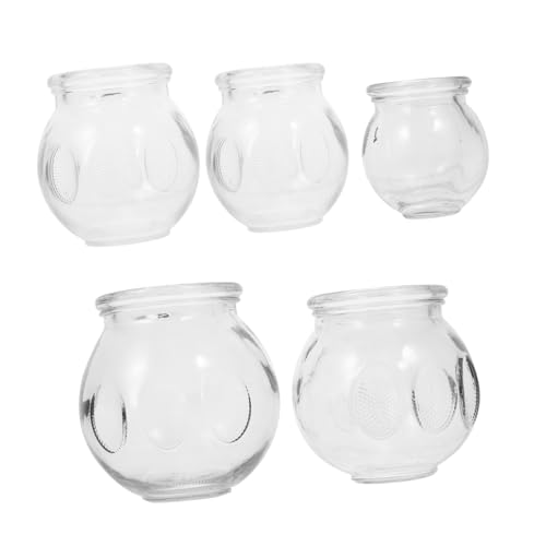 HIAKDOFT Lot de 5 Ventouses en Verre Épaissi Numérotées 1 à 5 Ventouses sous Vide Chinoises pour Massage Corps et Méridiens Usage Domestique Polyvalent