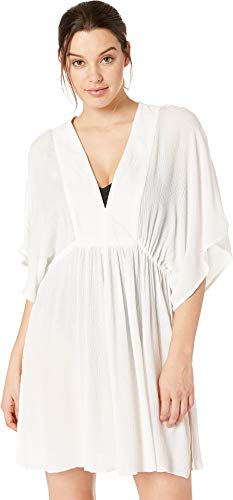 Lauren Ralph Lauren Damen Tunika-Kleid mit Crinkle Rayon - weiß - Large