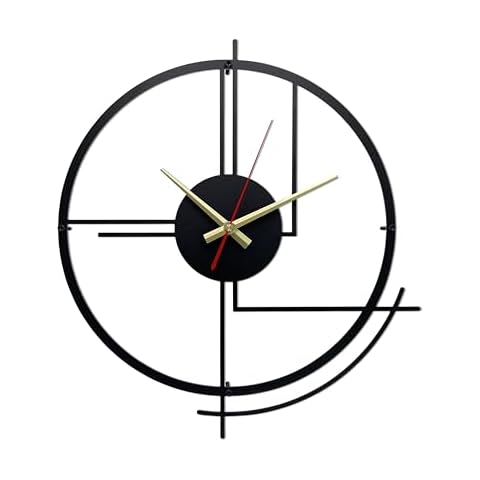 Ajqiomh Large Metal Wall Clocks for Living Room Decor, 14 inch Modern Decorative Clock, 3D Minimalist Silent Black Clock Decor for Kitchen, Office, Bedroom Livingroom Cover