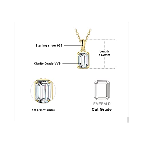 JewelryPalace 1ct Moissanite Solitaire Pendant Necklace for Women, 14K White Yellow Rose Gold Plated 925 Sterling Silver Necklaces for Her, Classic Simulated Diamond Jewelry Set, 18 Inches chain2
