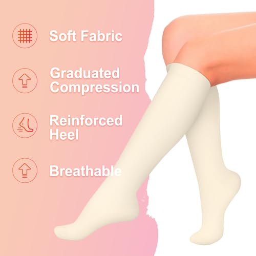 Image of Iseasoo 4 Pairs Compression Socks for Women Circulation-Best Support for Nurses,Running,Athletic,Travel