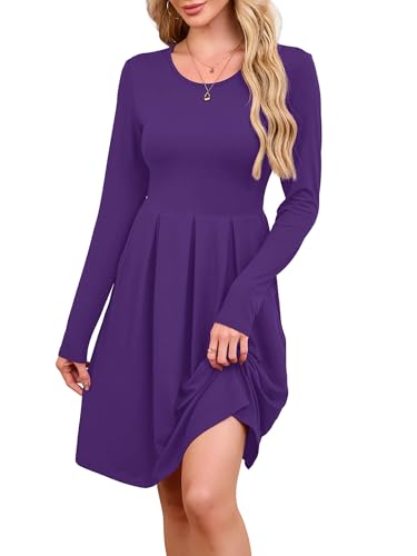 KORSIS Womens Purple Medium Dress Casual Swing T-Shift...