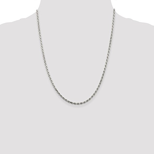 Solid 925 Sterling Silver 2.5mm Diamond-cut Rope Chain Necklace - with Secure Lobster Lock Clasp3