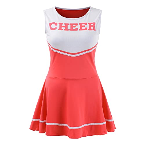 Women's Musical Uniform Fancy Dress Cheerleader Costume Outfit (Red) #TOP8