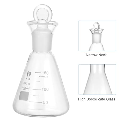 Fiole Erlenmeyer de haute précision 150ml en verre borosilicaté durable