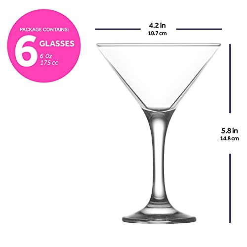 lav Martini Glasses Set of 6 Martini Cocktail Glass Set 6 Oz