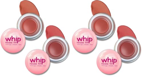 Image of Glam21 Whip Mousse Tint 3-in-1 | Lip, Cheek & Eye Tint | Vitamin E, Jojoba Oil & Shea Butter | Waterproof, Long-Lasting, Highly Pigmented | Lightweight Travel-Friendly Makeup | 4gm Each | Combo Pack Of 4 (Nude Fig&Rusty Cranberry)