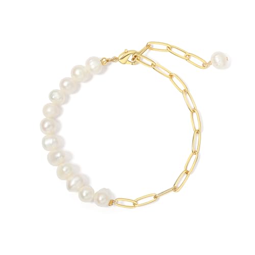 Elrcryon 7.3-Inch Baroque Pearl Paperclip Bracelet