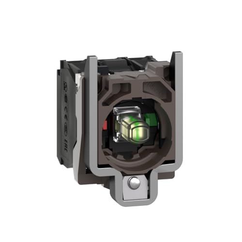 Schneider Electric ZB4BW0G15 Harmony XB4 Light Block with Body Fixing Collar, Complete Body/Contact Assembly for Industrial Machines, Universal LED Compatible, 1NO + 1NC, 110-120V AC, White