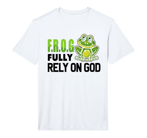 Cool F.R.O.G. Fully Rely On God | Funny Christian Faith Gift Performance T-Shirt