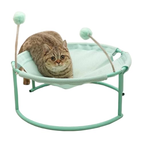 GIIPET-猫ベッド ハンモック 春夏用 通気性 メッシュ ハンモック ゆったり 猫 寝床 自立式 簡単組み立て メッシュ 取り外し可能 洗える お手入れ楽々 滑り止め ペットソファ 可愛い 屋外 屋内 ペット用品 (グリーン)