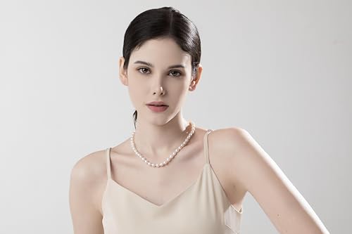 Freshwater Cultured Pearl Necklace for Women, 6MM-8MM Dainty Pearl Choker Necklace, Wedding Pearl Jewelry, Simple Beaded Pearl Necklace, Delicate Bridesmaid Jewelry Gifts3